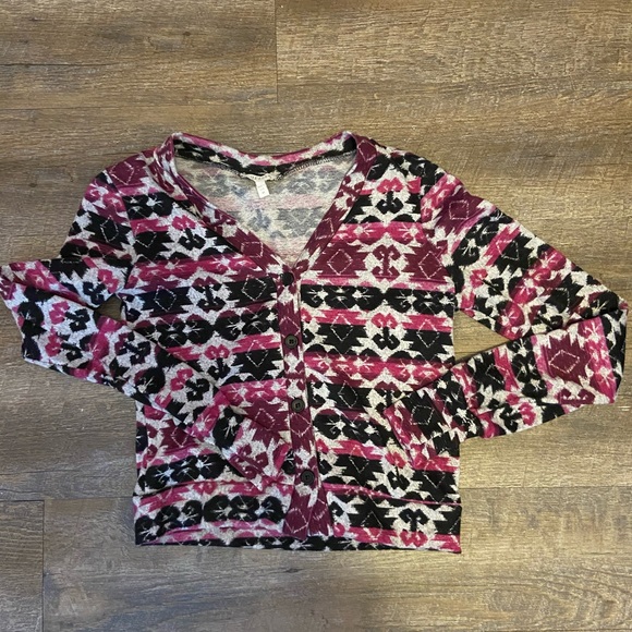Pink and Black Delias Cardigan boho sweater - Picture 1 of 6